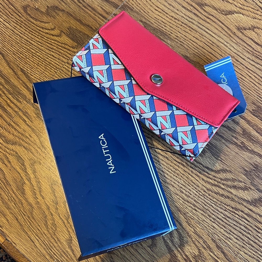 Nautica Red and Blue Geometric Women's Wallet
